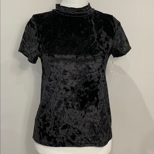 Nordstrom black velvet mock neck short sleeve top